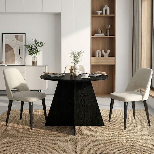 Round Dining Room Table Wooden Sencron Black 100x100x75.7cm