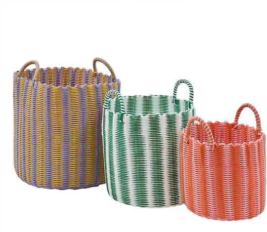 Plastic Multicolour Storage Basket 3 Pieces