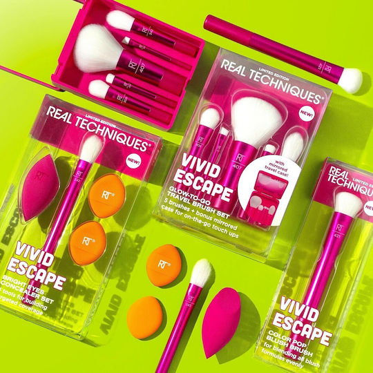 Real Techniques Glow To Go Travel Set Vivid Σετ Πινέλα Μακιγιάζ Ταξιδίου 4τμχ