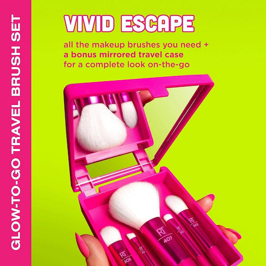 Real Techniques Glow To Go Travel Set Vivid Σετ Πινέλα Μακιγιάζ Ταξιδίου 4τμχ