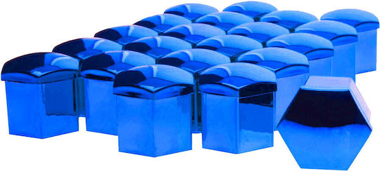 19 Mm Metallic Blue Bolt Covers 20 Pcs Easy Removal