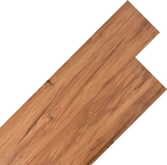 vidaXL Set Plastic Floor PVC with 18 Tiles 2mm M122.8xP23.8cm Brown