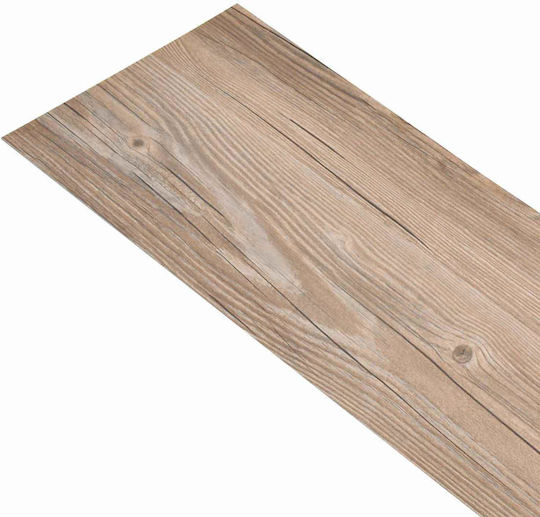 vidaXL Σετ Πλαστικό Δάπεδο PVC με 18 Πλακάκια 2mm Μ122.8xΠ23.8εκ. Καφέ