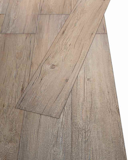 vidaXL Σετ Πλαστικό Δάπεδο PVC με 18 Πλακάκια 2mm Μ122.8xΠ23.8εκ. Καφέ