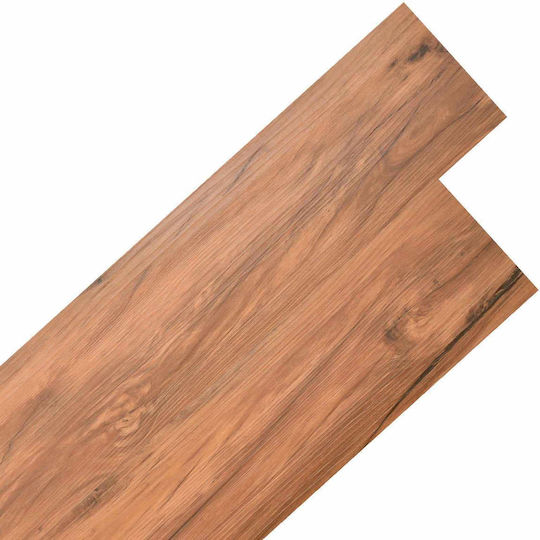 vidaXL Set Plastic Floor PVC with 18 Tiles 2mm M91.5xP15cm Brown