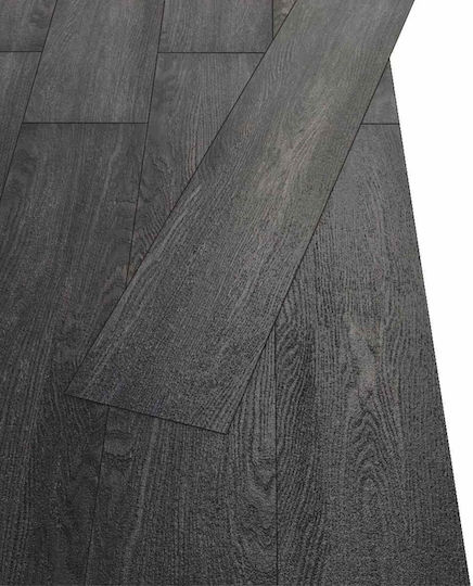 vidaXL PVC Plastic Floor Set with 18 Tiles 2mm M122.8xP23.8cm Black