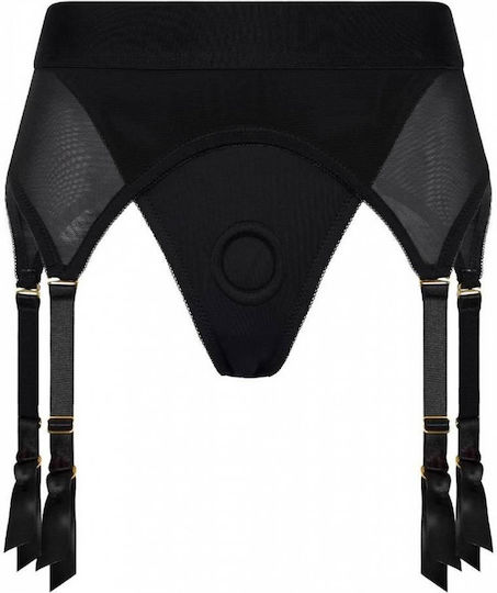 Μαύρο Εσώρουχο Strap On Ομοίωμα Σιλικόνης Dreamtoys Bold Ivy Strap On Thong Dildo Black 15.5cm