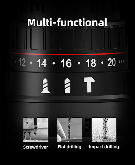 Deli DM128672 Percussive Drill Driver Battery Brushless 16V