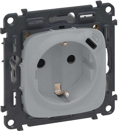 Legrand Valena Allure Power Socket with 1 USB Port Silver 1pcs