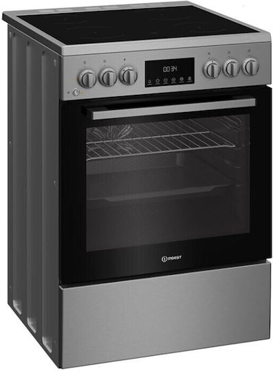 Indesit Κουζίνα 66lt με Κεραμικές Εστίες Π60εκ. Inox