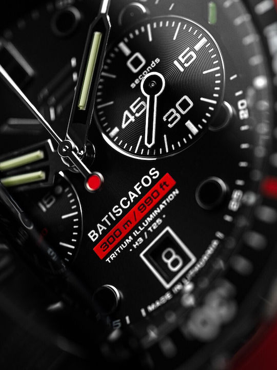 Vostok Europe Men's Chronograph Battery Watch with Black Leather Strap