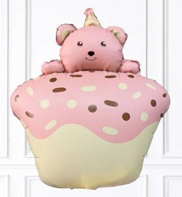 28'' Μπαλόνι Cupcake Ροζ Αρκουδάκι