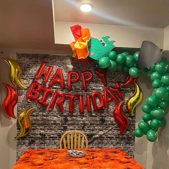 Σετ Κόκκινα Μπαλόνια Φράση Happy Birthday 13 Τεμ