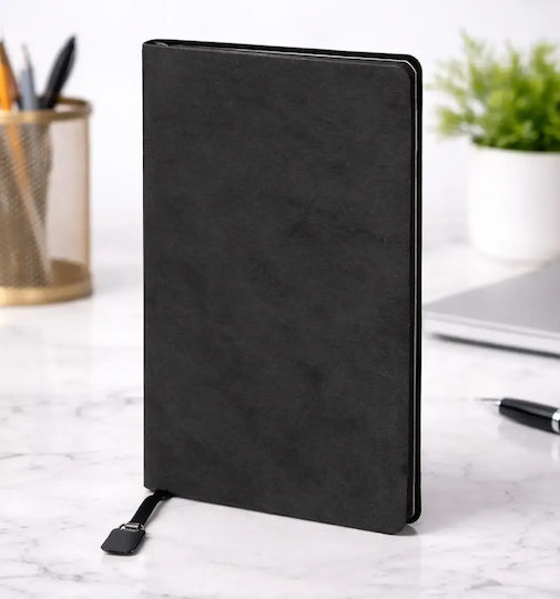 Flexy Pyrographic Leatherette Notebook Ruled Black