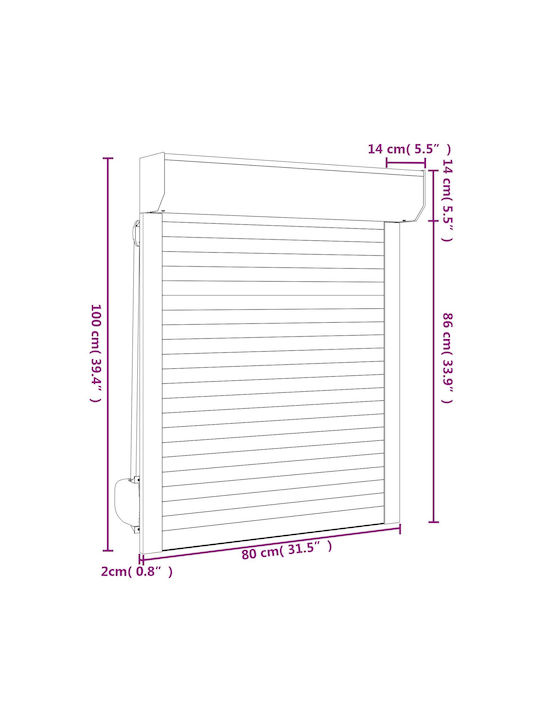 vidaXL Aluminum Roller Shutter W80xH100cm