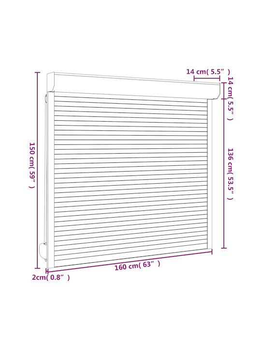 vidaXL Παντζούρι Ρολό Αλουμινίου Π160xΥ150cm
