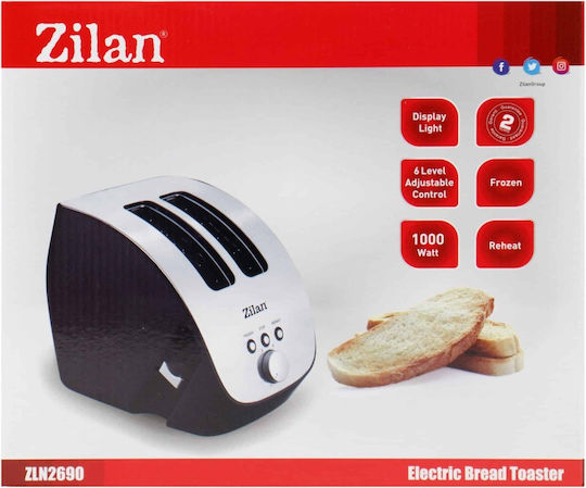 Toaster 2 Schlitze 1000W Grauer
