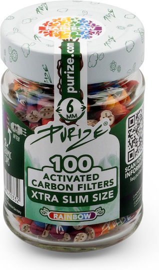 Purize Extra Slim 100 филтъра с активен въглен 5.9 мм Rainbow