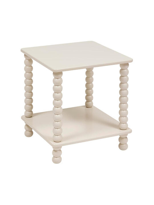 Square Side Table Wooden Ecru M40xL40xH45cm