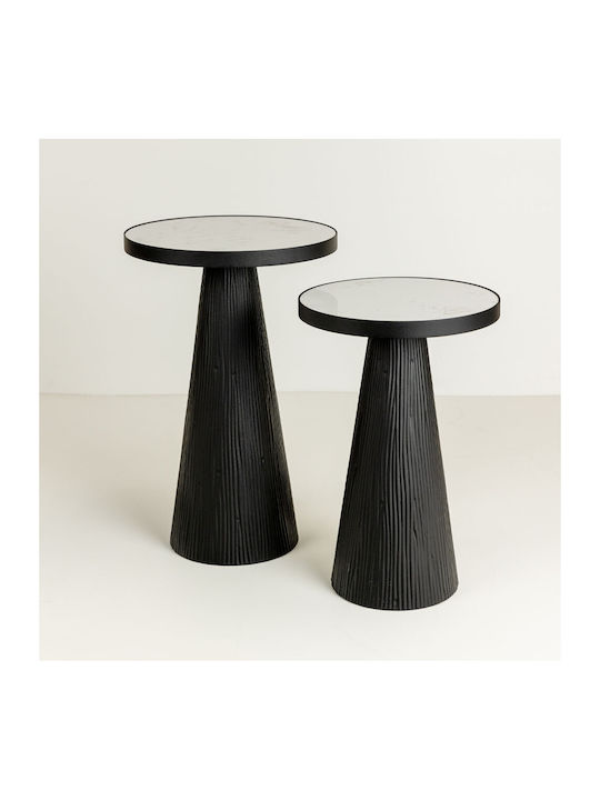 Round Side Table Lamp Wooden Natural Black M41xP41xH63.5cm