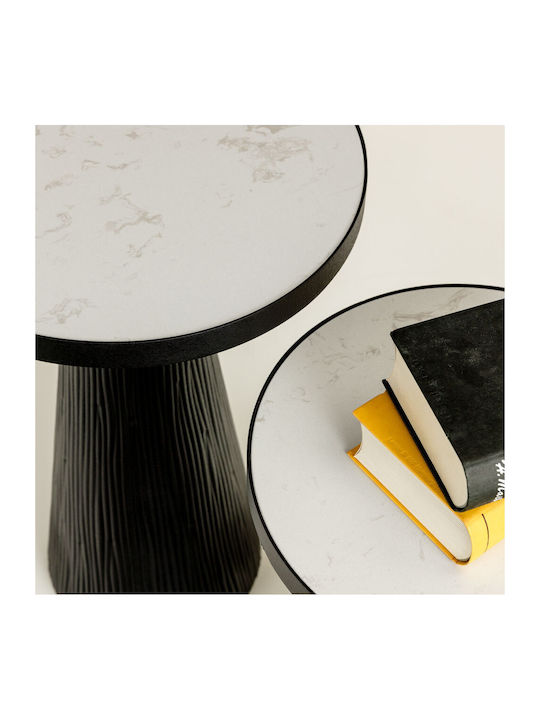 Round Side Table Lamp Wooden Natural Black M41xP41xH63.5cm