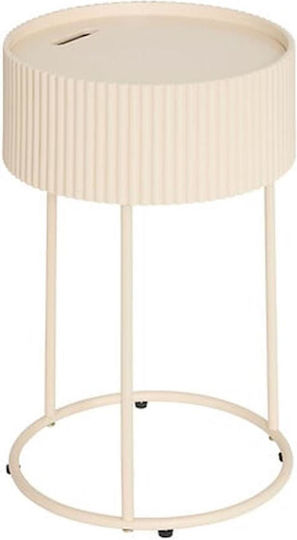 Masă Laterală Rotundă Juna Din Lemn Ecru L33xL48cm