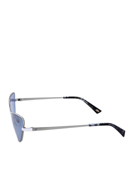 Web Women's Sunglasses with Silver Metal Frame and Blue Lens WE0269 34V
