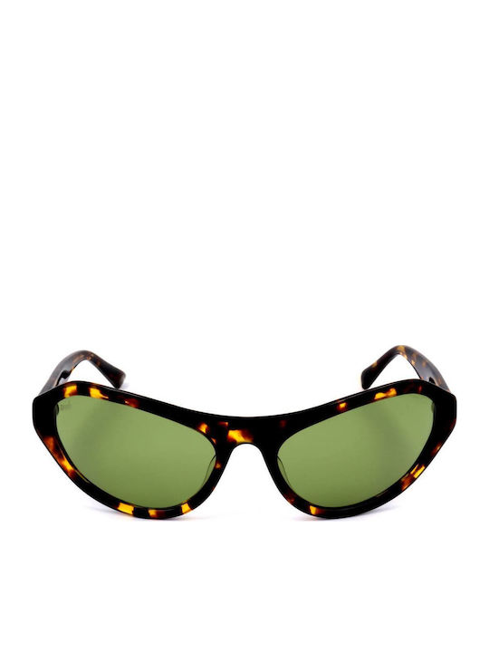 Web Women's Sunglasses with Brown Tartaruga Plastic Frame and Green Lens