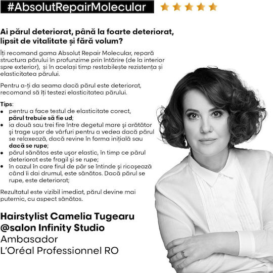 L'Oréal Professionnel Absolut Repair Molecular Refill Σαμπουάν Αναδόμησης/Θρέψης για Ταλαιπωρημένα Μαλλιά 500ml