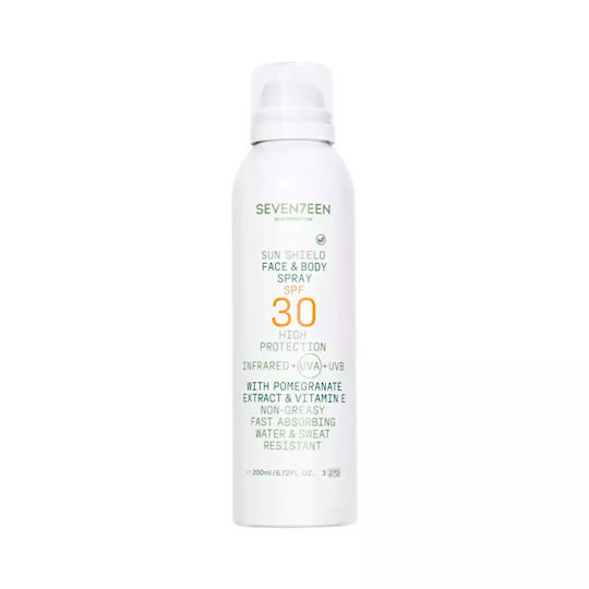 Seventeen Sun Shield Face & Body Αντηλιακή Λοσιόν Προσώπου & Σώματος SPF30 σε Spray 200ml