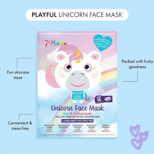 7th Heaven Unicorn Sheet Μάσκα Προσώπου για Ενυδάτωση / Θρέψη