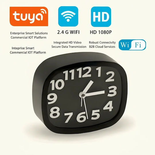 Шпионски Алармен Часовник Скритa WiFi Камера 1080p Full HD Microsd Детектор на Движение Нощно Виждане