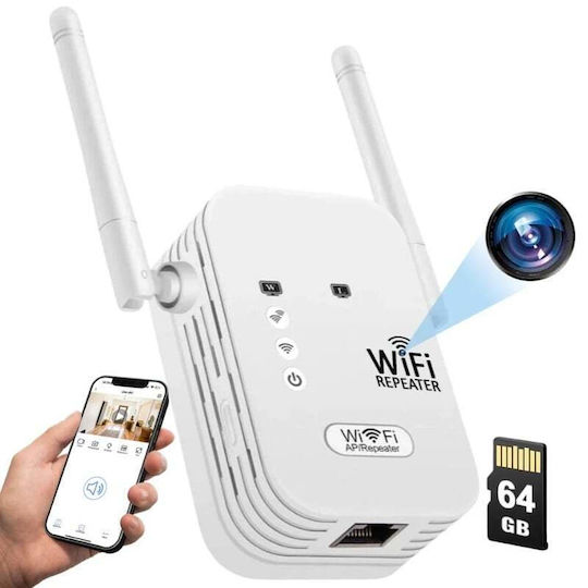 Cameră Ascunsă Amplificator Semnal Wireless Iuni Rp1 64gb Wi-fi Full Hd Vizualizare Live Pe Telefon