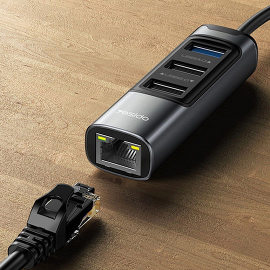 Docking Station Usb-c Zu Usb 3.0 Rj45 1000mbps Pd 100w Yesido Graues