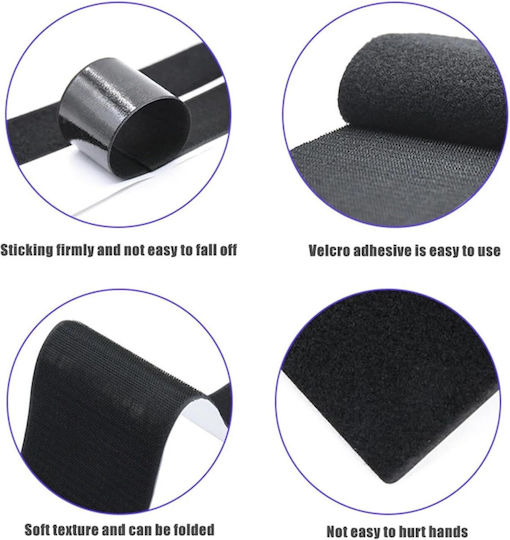Set 2 Suporturi Plăcuță de Înmatriculare Velcro Adeziv Pe Ambele Părți Fără Ramă Invizibil Universal 50 X 10 Cm Negru