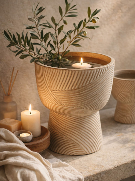Kaemingk Ceramic Multicolour Plant Pot with Stand 44.5x44.5x38.5cm