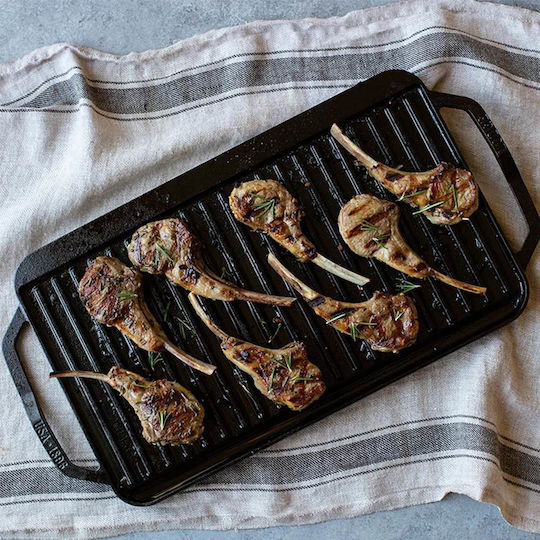 Lodge Non-Stick Double Sided Baking Plate with Cast Iron Flat & Grill Surface 49.5cm x 25.4cm