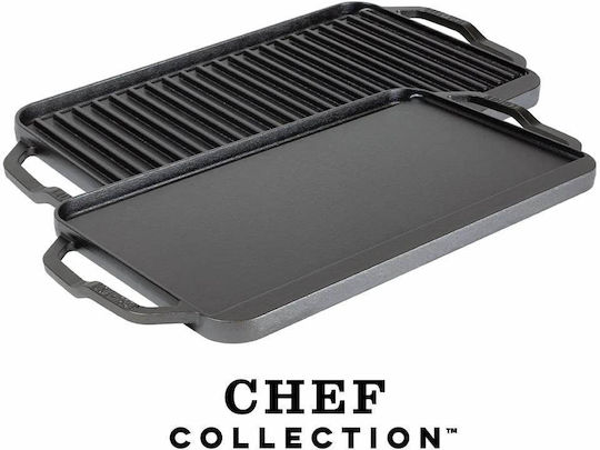 Lodge Non-Stick Double Sided Baking Plate with Cast Iron Flat & Grill Surface 49.5cm x 25.4cm