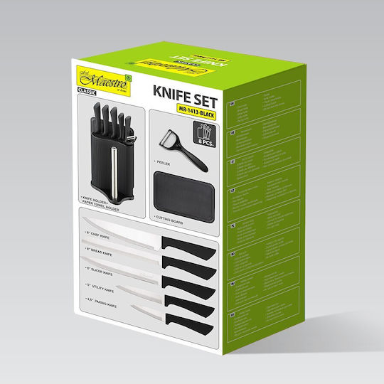 Maestro Set of Knives with Base Made of Stainless Steel 8 Pieces