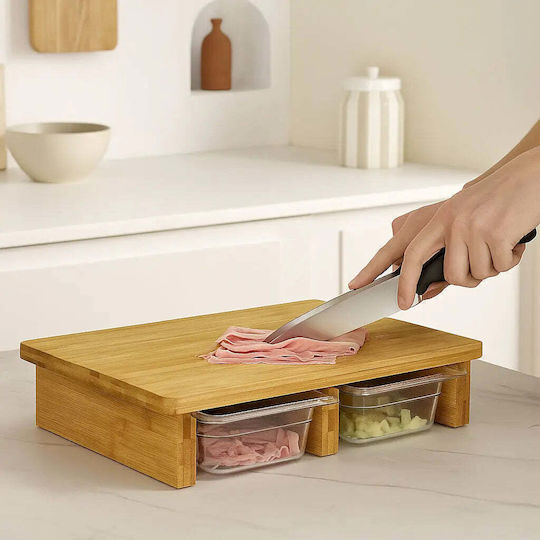 Zeller Rectangular Bamboo Chopping Board Set Brown 40.5x26.5cm
