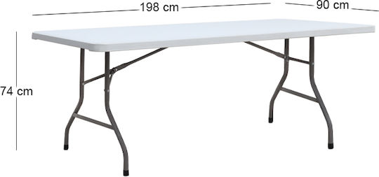 Kunststoff Garten- und Terrassentisch Verpflegung Außenbereich Zusammenklappbar mit Metallrahmen Capri Weiß Eisblau 198x90x74cm
