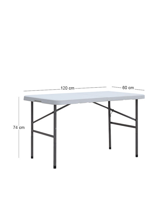 Plastic Outdoor Catering Table Foldable with Metal Frame Capri Ice White 120x60x74cm
