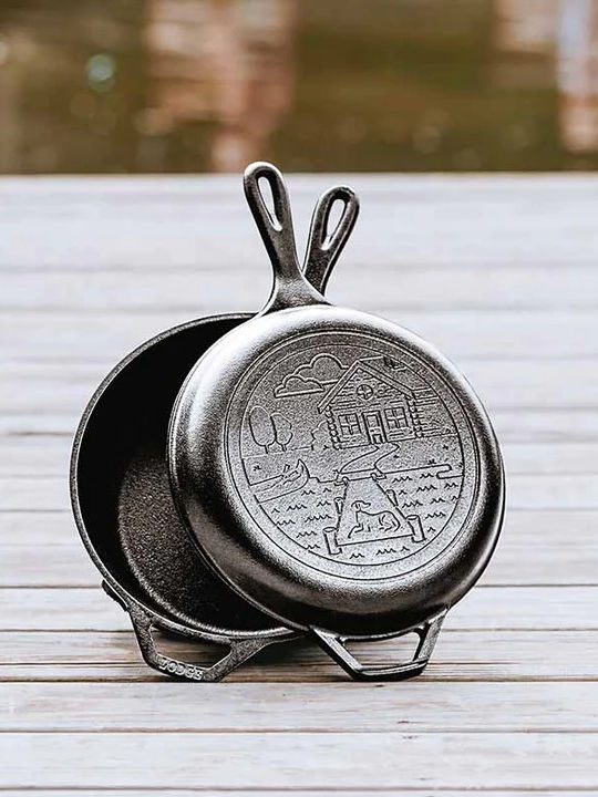 Lodge Wanderlust Series Double Cast Iron Pan with Lid with Ceramic Coating 26cm