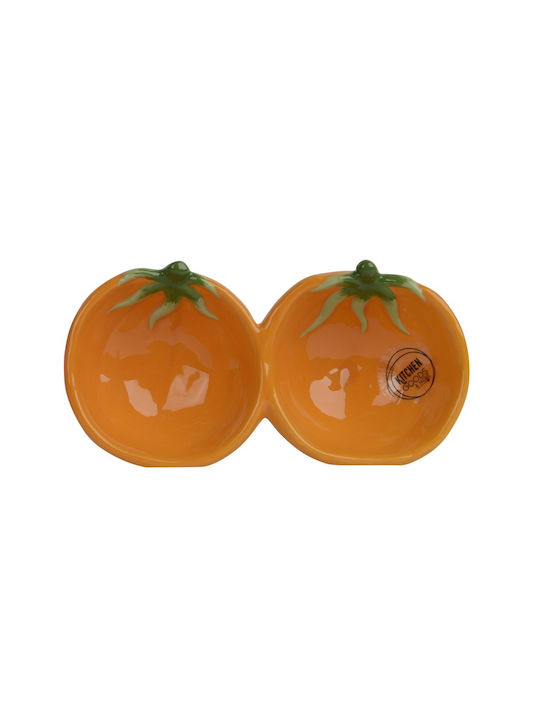 Kaemingk Servierschale Rund Keramik Orange mit Durchmesser 17.4cm