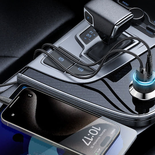 Yesido Încărcător Auto Cu Mufă De Brichetă 38W Încărcare Rapidă Cu Porturi 1xUSB-A 2xUSB-C Culoare Neagră