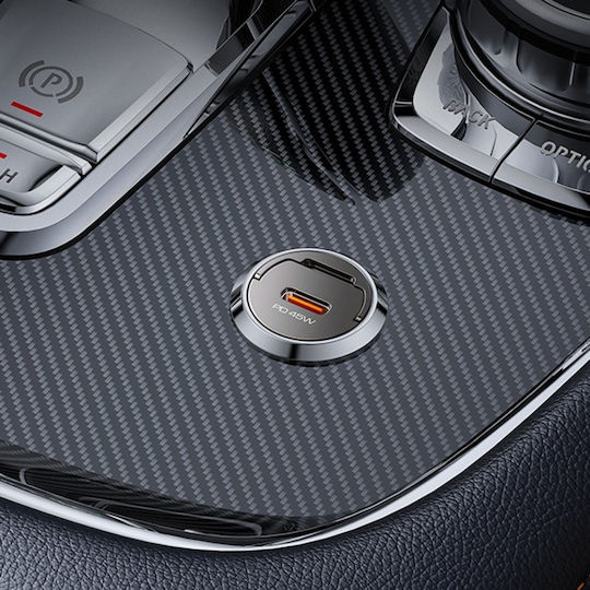 Yesido Încărcător Auto 45W De Încărcare Rapidă Cu O Singură Portă 1xType-C Cu Cablu Type-C Culoare Neagră