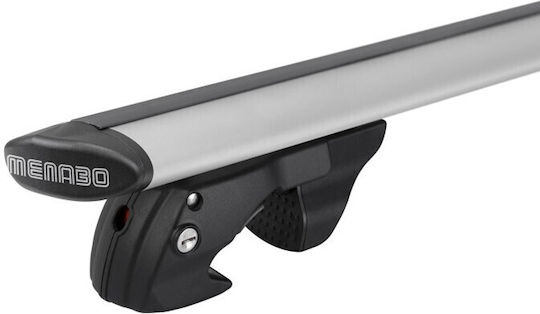 Menabo Complete Aluminum Car Roof Bars Fender 118 Cm Silver Key Standard Raised Rails Safe Load Transport 2 Pieces 16130/mb Menabo 000161300000