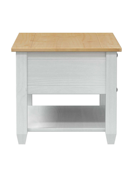 Rectangular Central Coffee Table Made of Solid Wood with Drawers White W85xD50xH45cm