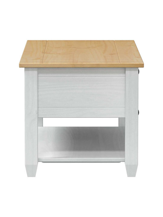 Rectangular Central Coffee Table Made of Solid Wood with Drawers White W100xD48xH45cm