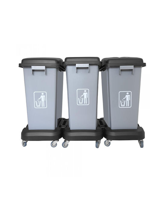 Limpio Plastic Waste Bin with Wheels Gray 60lt